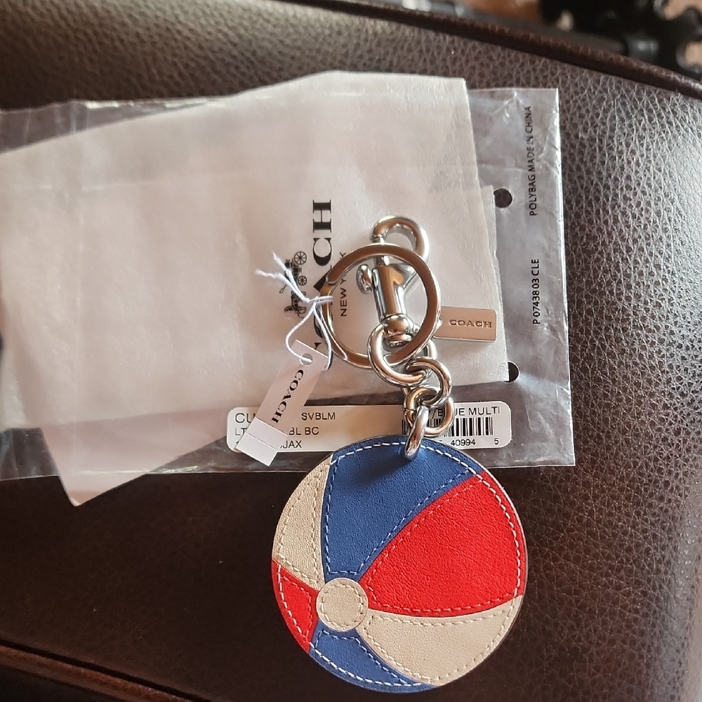Coach Multicolor Beach Ball Keychain NWT - Picture 2 of 6